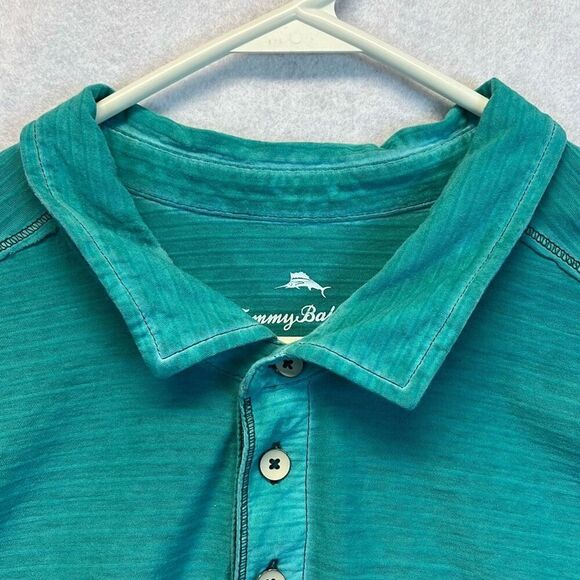 TOMMY BAHAMA Polo Shirt Men’s 2XL Green Lightweight Cirrus Coast Short Sleeve - Picture 3 of 13